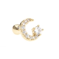 Goldener Mond-Ohrstecker mit weißen Zirkonia und Kugelverschluss für Frauen - Sichelmond Hauptdiamant Stil - Gold (EGD0078)