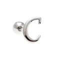 Polished silver letter C stud earring with ball screw back for cartilage piercing - Letter C / White K/Silver