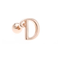 Minimalist 18K gold plated letter D earring with a secure screw-back ball closure - Letter D / Rose Gold