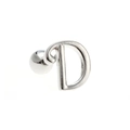 Polished silver letter D ear piercing stud with screw-back ball closure for women - Letter D / White K/Silver