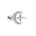 Silberner Stern und Mond Knorpelstecker mit Zirkon-Inlay und Schraubverschluss - Stern Mond Kombi Stil - Silber (EGD0075)