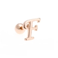 Artistic letter F stud earring in rose gold finish with secure screw ball back - Letter F / Rose Gold