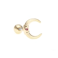 Goldener Mondsichel-Ohrstecker mit pinkem Zirkonia und Kugel-Schraubverschluss-Design - Mond Einzelner Diamant Stil - Gold (EGD0077)