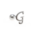 Polished silver letter G stud earring with a secure screw ball back closure - Letter G / White K/Silver