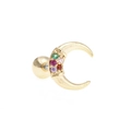 Goldenes Mond-Piercing für das Ohr mit bunten Zirkonia und Kugelverschluss-Design - Bunter Reihen Diamant Mond - Gold (EGD0081)