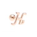 Polished rose gold letter H stud earring with secure screw-back ball closure - Letter H / Rose Gold