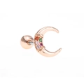 Mondsichel-Ohrstecker aus Roségold mit bunten Zirkoniasteinen und Kugelverschluss - Bunter Reihen Diamant Mond - Roségold (EGD0081)