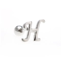 Polished silver letter H stud earring with screw back ball closure for cartilage piercing - Letter H / White K/Silver