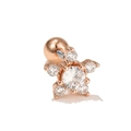 Macro shot of rose gold flower cartilage stud with clear zircons and screw ball back - Clear Flower (EGD0511) / Rose Gold Clear Flower