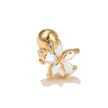 Gold flower stud earring with rainbow iridescent marquise gems and screw-back ball - Iridescent Flower (EGD0478) / Gold Iridescent Flower