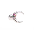 Silberner Mondsichel Ohrstecker mit fünf bunten Zirkoniasteinen und Schraubverschluss - Bunter Reihen Diamant Mond - Silber (EGD0081)