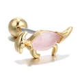 Dinosaurus oorknopje met roze edelsteen goudkleurige finish en kogelsluiting - Parasaurolophus Stijl (EGD0023)