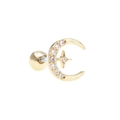 Goldener Mond-Ohrstecker mit Zirkonia und Stern-Detail für den Knorpelbereich - Mond Stern Eingelegt Stil - Gold (EGD0082)