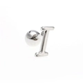 Polished silver letter I stud earring with a screw ball back closure for cartilage piercing - Letter I / White K/Silver
