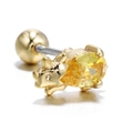 Gouden neushoorn oorkraakbeen piercing met heldergele ovale zirkonia steen - Neushoorn Stijl (EGD0026)