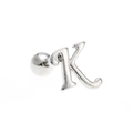 Minimalist silver letter K ear stud with screw ball back in polished stainless steel - Letter K / White K/Silver