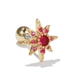 Octagon star stud earring in gold finish with radiant ruby red zircon stones - Eight-pointed Star Style(EGD0234) / Red