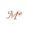 Minimalist 18K gold letter M ear stud with screw ball back closure for cartilage piercing - Letter M / Rose Gold