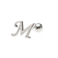 Polished silver letter M stud earring with secure ball screw back minimalist style - Letter M / White K/Silver