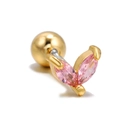 20G goudvergulde roestvrijstalen kraakbeenoorknop met roze marquise zirkonia - V-Vorm Bloemblad Stijl (EGD0072)