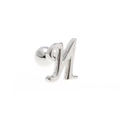 Silver letter M stud earring with artistic curved design and secure screw-back ball closure - Letter N / White K/Silver