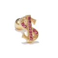 Golden dollar sign earring with pink crystals and secure screw back fastening - Dollar Sign Style(EGD0235) / Red