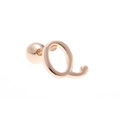 18K rose gold screw back stud earring featuring a polished minimalist letter Q design - Letter Q / Rose Gold