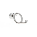 Letter Q minimalist silver piercing stud with screw ball back and polished finish - Letter Q / White K/Silver