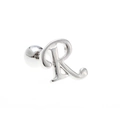 Minimalist silver letter R ear stud with secure screw-back ball design for women - Letter R / White K/Silver