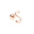 18K rose gold plated alphabet S ear stud with screw ball back for cartilage piercing - Letter S / Rose Gold