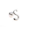 Silver letter S stud earring with secure ball back screw in polished stainless steel - Letter S / White K/Silver