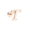 Polished 18K rose gold letter T ear stud with a secure screw-back ball closure - Letter T / Rose Gold