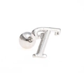 Polished silver letter T stud earring with a secure ball screw back closure - Letter T / White K/Silver
