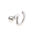Silver cursive letter V ear stud with screw ball back in polished finish - Letter U / White K/Silver