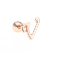 Artistic letter V stud earring with 18K rose gold finish and secure screw-back design - Letter V / Rose Gold