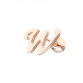 Artistic cursive letter W stud earring in rose gold with secure screw back ball closure - Letter W / Rose Gold