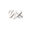 Minimalist silver letter W stud earring with screw ball back and polished finish - Letter W / White K/Silver