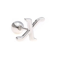 Polished silver letter K stud earring with secure ball screw back in minimalist style - Letter X / White K/Silver
