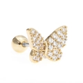 Golden butterfly cartilage stud with sparkling zircon inlay and screw ball back - Butterfly Screw Back Style (EGD0194 Gold)
