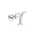 Polished silver 26 letter Y stud earring with secure screw-back ball closure - Letter Y / White K/Silver