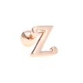 Minimalist 18K rose gold plated 26 letter Z stud earring with secure screw back ball - Letter Z / Rose Gold