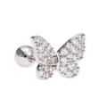 Classic butterfly ear stud with white zircons and screw ball back in silver finish - Minimalist Butterfly (EGD0194 Silver)