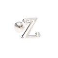 Minimalist silver 18K gold-plated letter Z stud earring with secure ball back closure - Letter Z / White K/Silver