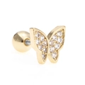 Classic 18K gold plated butterfly stud earrings with sparkling cubic zirconia inlay - Pave Butterfly Tragus Stud (EGD0195 Gold)