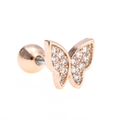 Classic butterfly tragus stud in rose gold plating with sparkling zircon stones - Pave Butterfly Tragus Stud (EGD0195 Rose Gold)