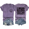 Purple V-neck acid wash T-shirt with Way More Tattoos print and ripped denim shorts - S / Purple (Black Print)