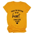 Detail of black graphic lettering and heart print on a yellow cotton short sleeve T-shirt - Mustard Yellow (Black Text)