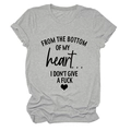 Detailed shot of the 'From the bottom of my heart' slogan print on a grey cotton t-shirt - Light Gray (Black Font)