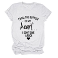 Detailed view of the 'FROM THE BOTTOM OF MY heart' slogan on a white cotton T-shirt - White (Black Font)