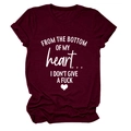 Detail of burgundy cotton T-shirt featuring white slogan and heart graphic print - Wine Red (White Font)